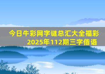 今日牛彩网字谜总汇大全福彩2025年112期三字偕语