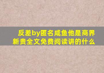 反差by匿名咸鱼他是商界新贵全文免费阅读讲的什么