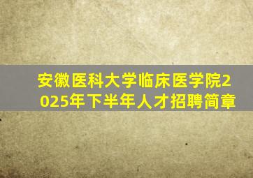 安徽医科大学临床医学院2025年下半年人才招聘简章