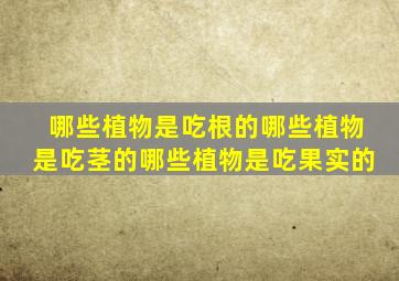 哪些植物是吃根的哪些植物是吃茎的哪些植物是吃果实的