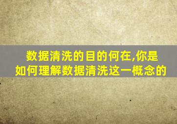 数据清洗的目的何在,你是如何理解数据清洗这一概念的