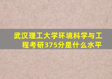 武汉理工大学环境科学与工程考研375分是什么水平