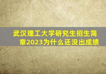 武汉理工大学研究生招生简章2023为什么还没出成绩