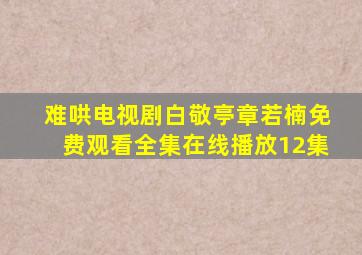 难哄电视剧白敬亭章若楠免费观看全集在线播放12集